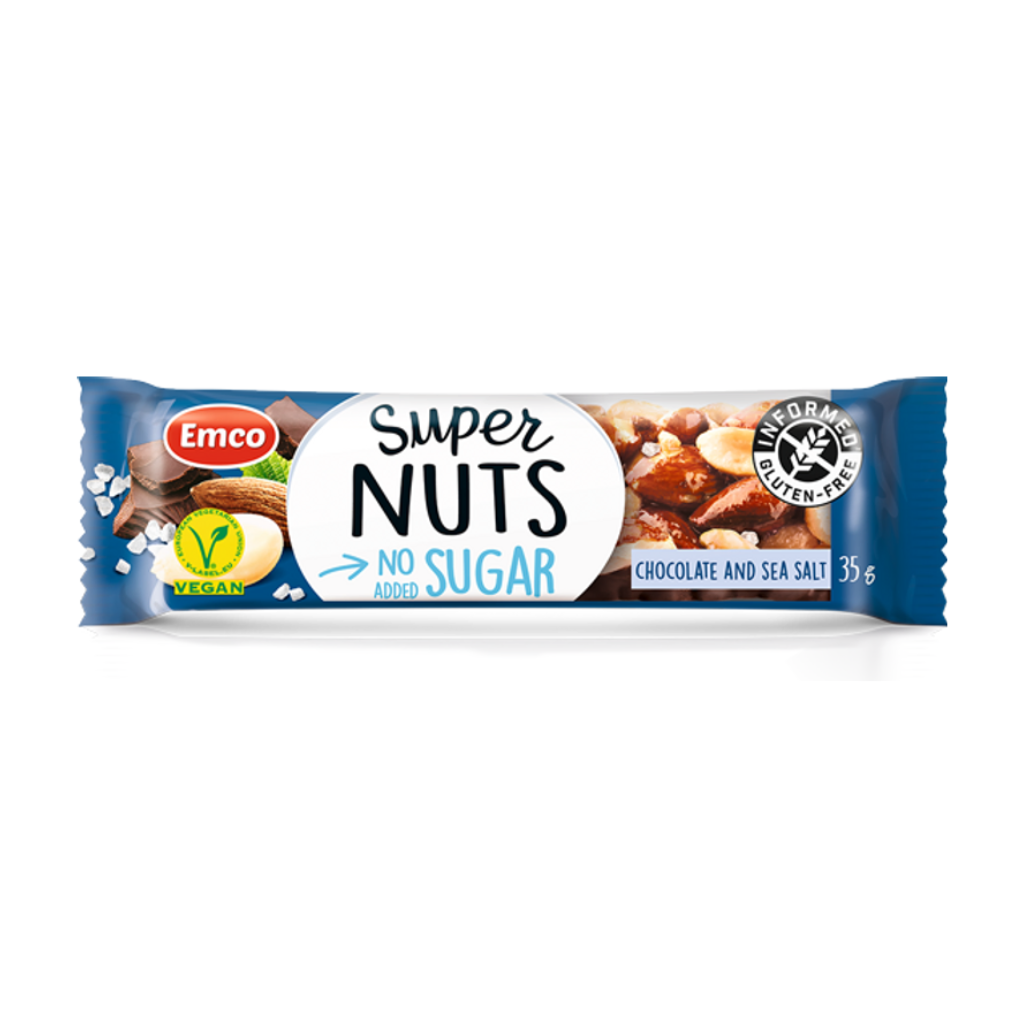 Emco Super nut bar No added sugar Chocolate and Sea salt 35g (Box