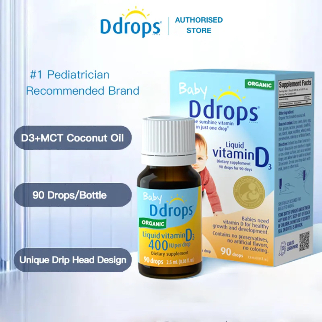 Ddrops Baby Liquid Vitamin D3 Organic Baby 400 IU 90 Drops - Daily Vitamin D  Liquid for Infants. Supports Teeth & Bone Health. No Preservatives, No  Sugar, Non-GMO, Allergy-Friendly | Doctor Anywhere Marketplace
