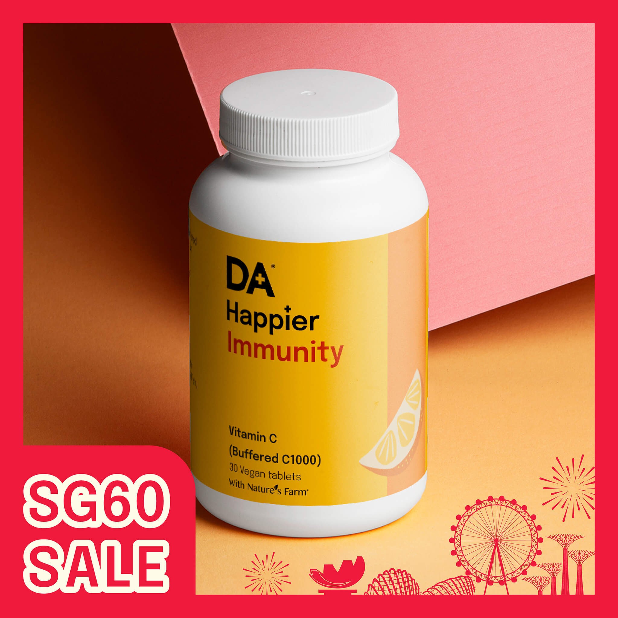 DA Happier+ Immunity – Buffered C1000 Vitamin C 1000mg (30 tablets)