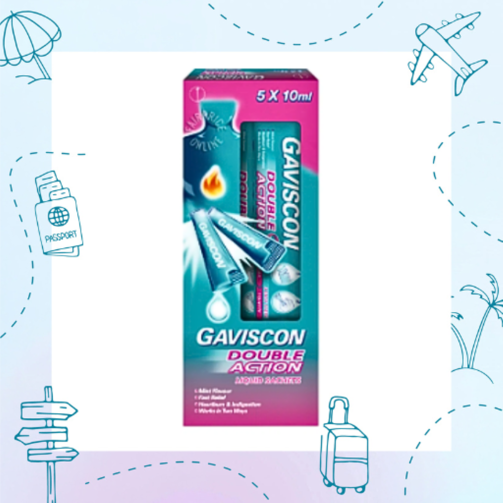 GAVISCON DOUBLE ACTION [ Sod Alginate + Sod Bicarb + Ca Carb] Liquid Sachet 10ml '5s